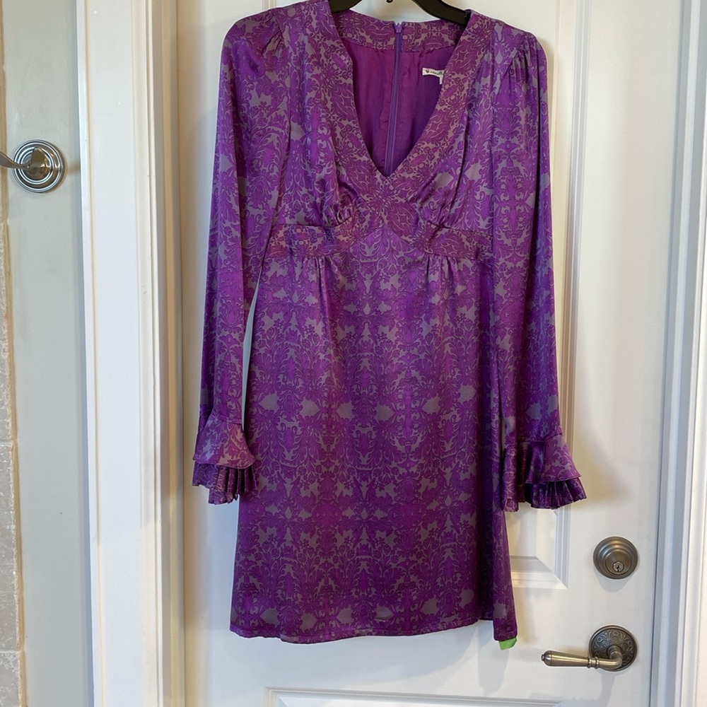 Purple long sleeve silk Nanette Lepore dress